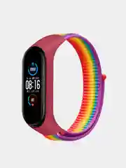 Коралловый меланж ремешок на липучке для Xiaomi Mi Band 3, 4, 5, 6, 7 Сяоми Ми Банд