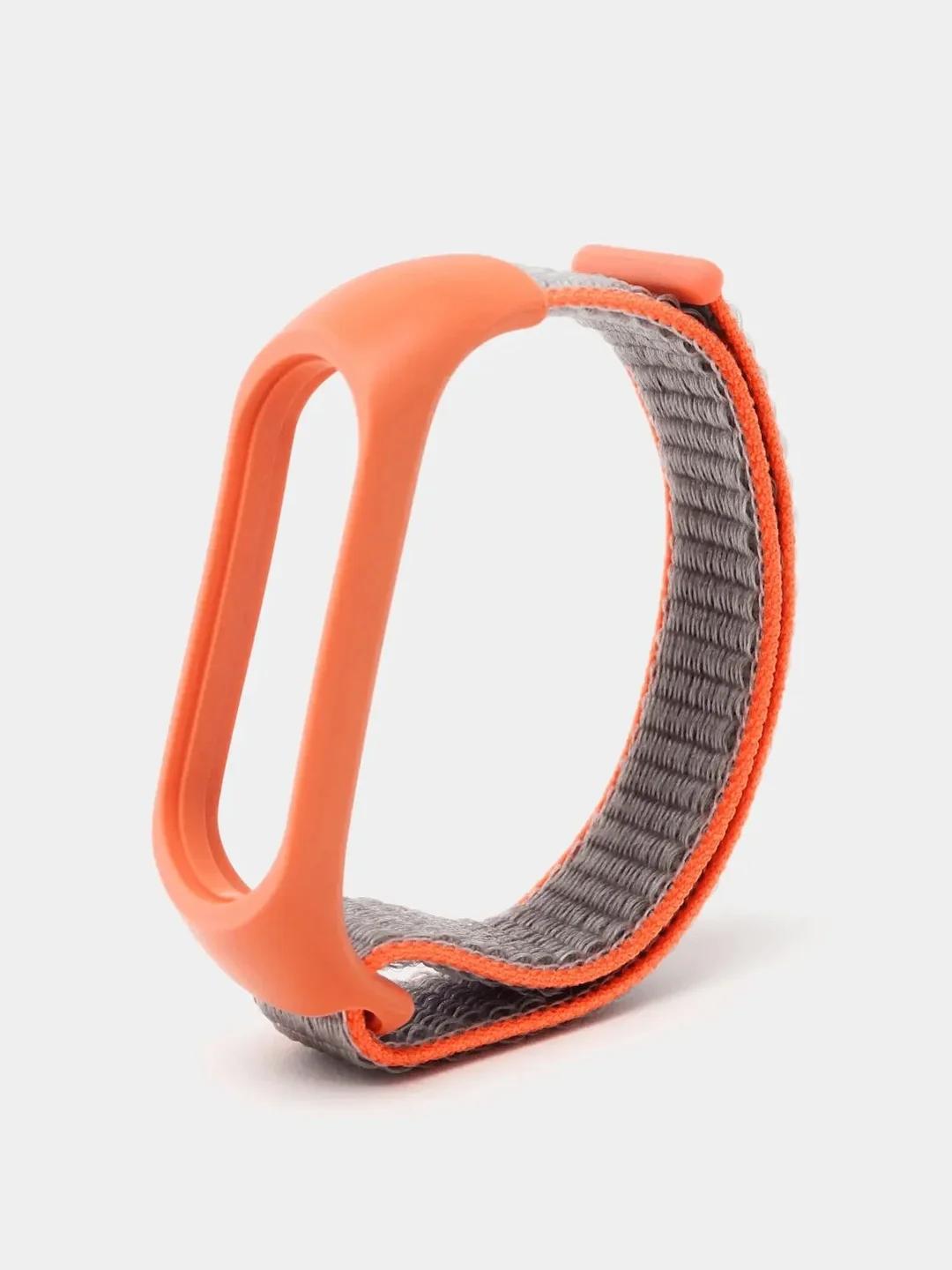 Оранжевый ремешок на липучке для Xiaomi Mi Band 3, 4, 5, 6, 7 Сяоми Ми Банд