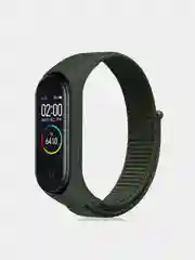 Зеленый ремешок на липучке для Xiaomi Mi Band 3, 4, 5, 6, 7 Сяоми Ми Банд