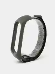 Серый ремешок на липучке для Xiaomi Mi Band 3, 4, 5, 6, 7 Сяоми Ми Банд