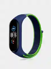Синий ремешок на липучке для Xiaomi Mi Band 3, 4, 5, 6, 7 Сяоми Ми Банд