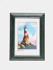 Тёмно-зелёный фоторамка со стеклом, 10 x 15, А6, пластиковая