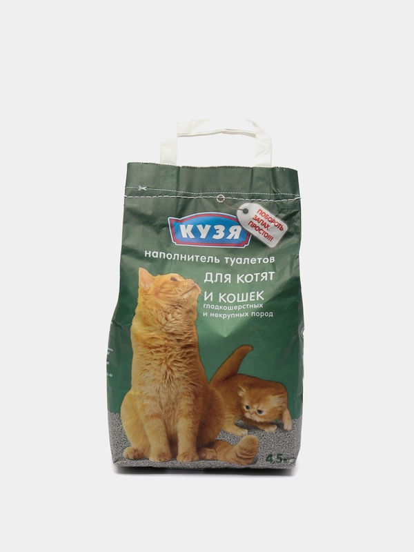Впитывающий наполнитель Кузя для туалета котят 4,5 л, 2,3 кг