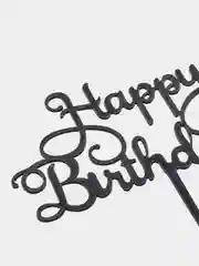 Черный топпер для торт "Happy Birthday"