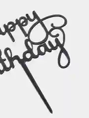 Черный топпер для торт "Happy Birthday"