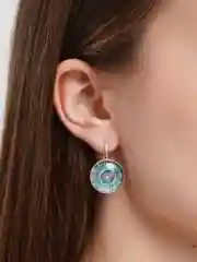 Серебряный винтажные круглые серьги с цветком мандалы