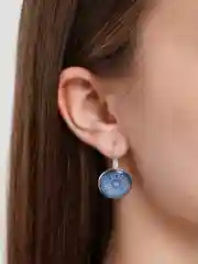 Серебряный винтажные круглые серьги с цветком мандалы