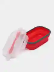 Красный ланч бокс складной силиконовый