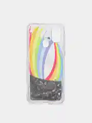 Коричневый чехол Samsung Galaxy M21, M30s (Самсунг Галакси М21, М30с) переливающийся жидкий блестками