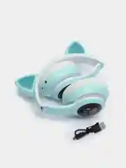 Бирюзовый беспроводные наушники Bluetooth со светящимися кошачьими ушами CAT STN-28