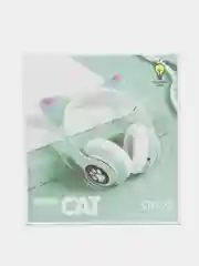 Бирюзовый беспроводные наушники Bluetooth со светящимися кошачьими ушами CAT STN-28