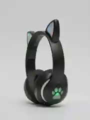 Черный беспроводные наушники Bluetooth со светящимися кошачьими ушами CAT STN-28