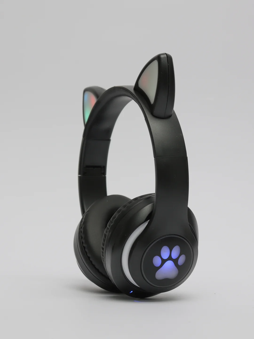 Черный беспроводные наушники Bluetooth со светящимися кошачьими ушами CAT STN-28