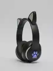 Черный беспроводные наушники Bluetooth со светящимися кошачьими ушами CAT STN-28