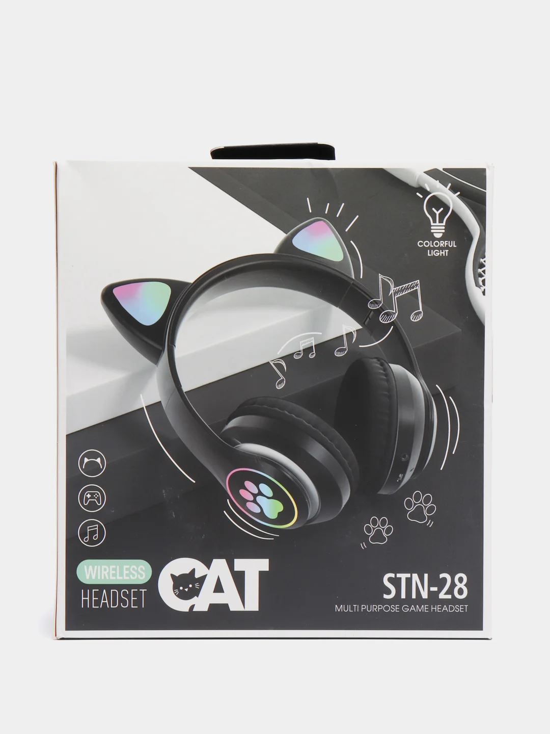 Черный беспроводные наушники Bluetooth со светящимися кошачьими ушами CAT STN-28