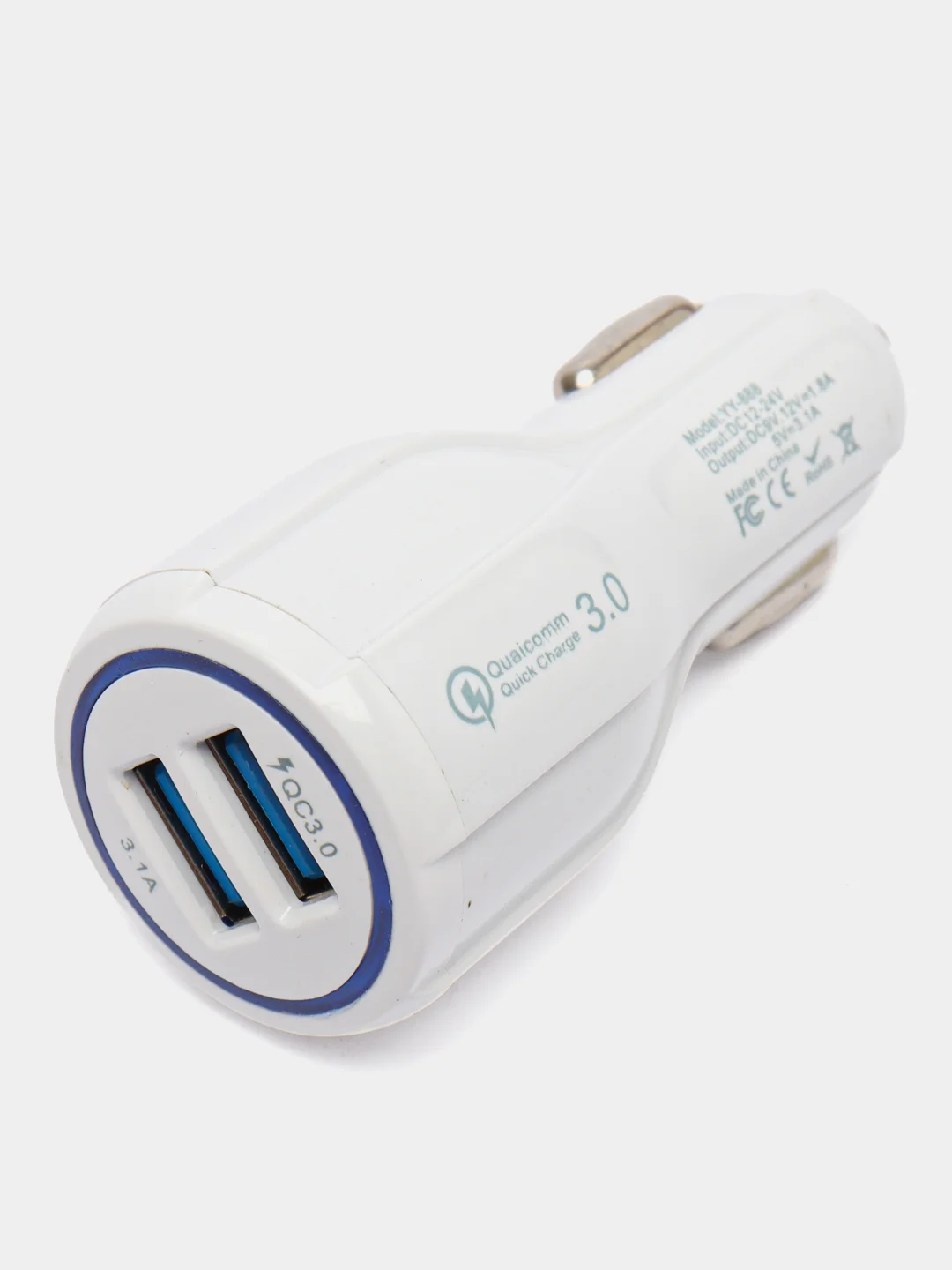Белый автомобильное зарядное устройство (АЗУ) 2хUSB / FM Модулятор Bluetooth Трансмиттер