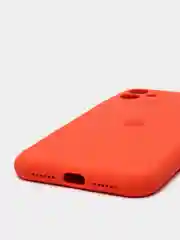 Коралловый силиконовый чехол iPhone 11, Silicone Case, с закрытым низом и защитой камеры