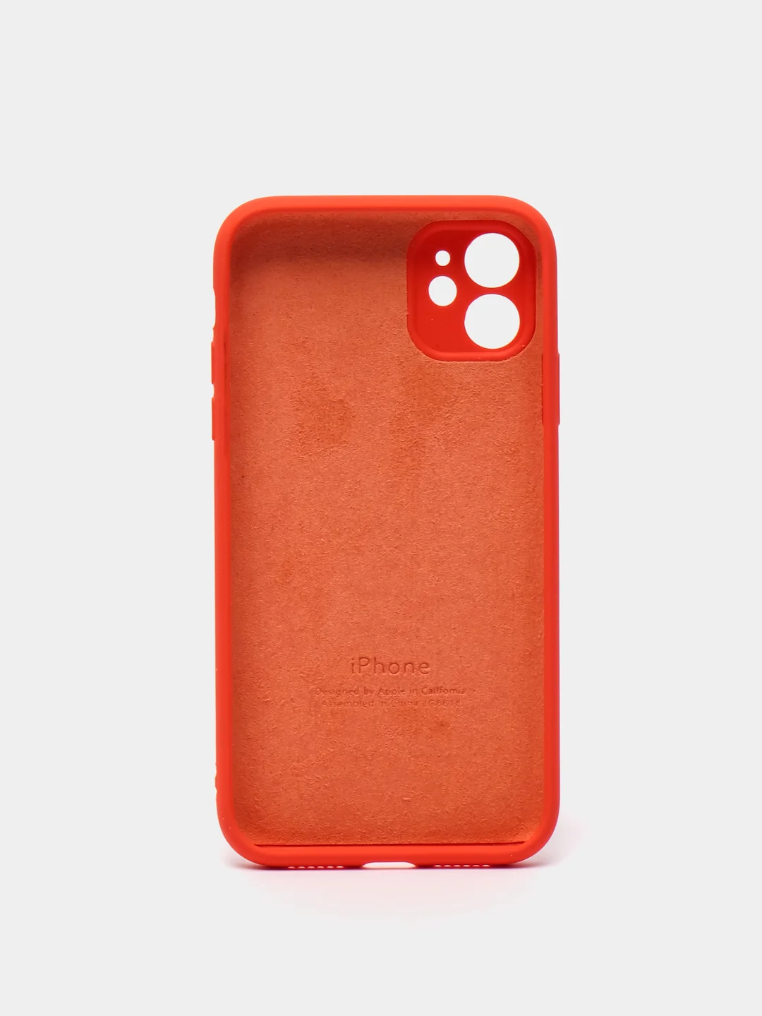 Коралловый силиконовый чехол iPhone 11, Silicone Case, с закрытым низом и защитой камеры