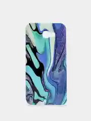 Бирюзовый чехол Samsung Galaxy A7 2017 / SM-A720, Галакси А7 2017, силиконовый с мраморным рисунком