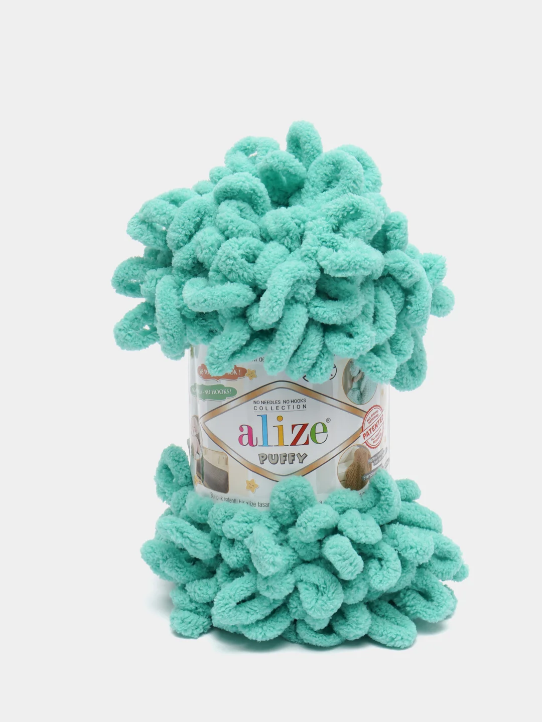 Бирюзовый пряжа Alize Puffy, петельки большие, микрополиэстер, 100 г, 9 м
