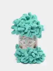 Бирюзовый пряжа Alize Puffy, петельки большие, микрополиэстер, 100 г, 9 м