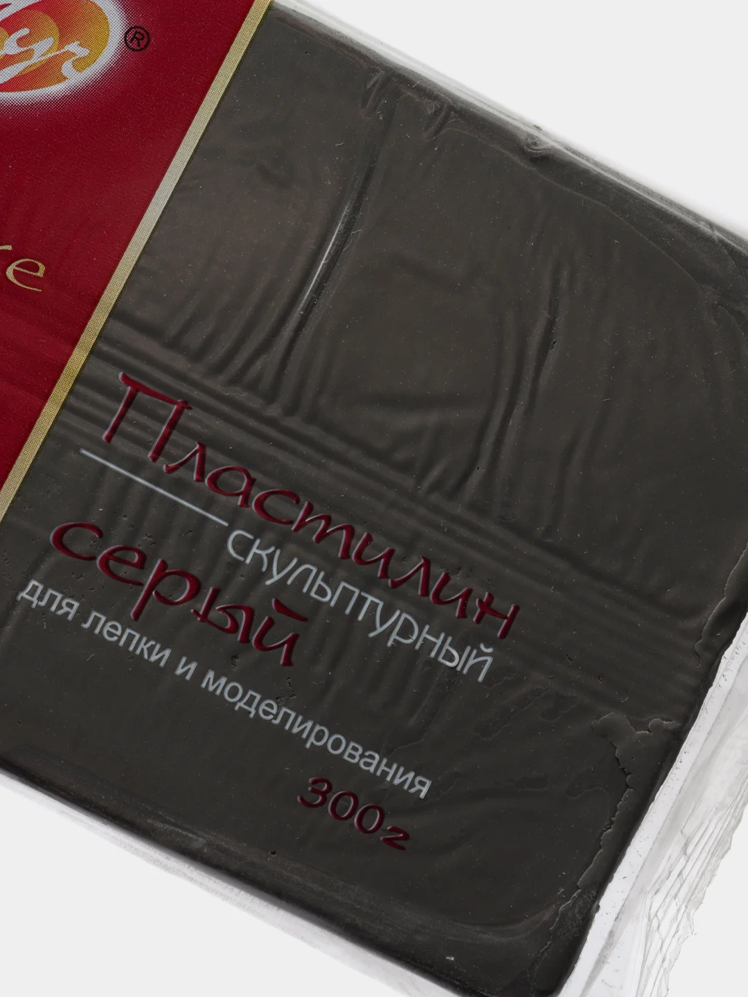 Серый пластилин скульптурный "Люкс", 0,3 кг, твердый