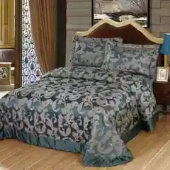 Тёмно-бирюзовый покрывало на евро и 2-спальную кровати, жакард, 250 х 250,Наволочки - 50/70 (2шт)