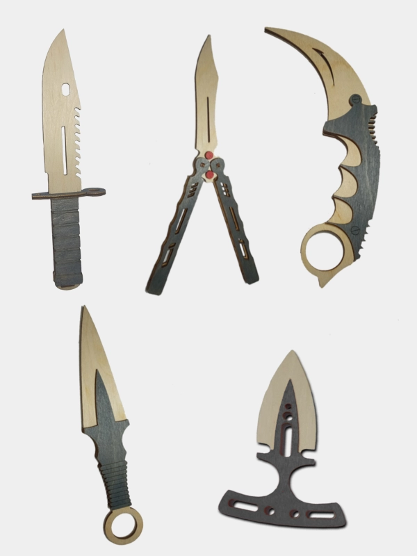 Деревянные ножи из CS:GO: керамбит, бабочка, кунай, штык нож М9, тычок