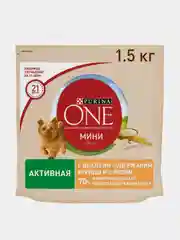 Сухой корм Purina ONE МИНИ для собак мелких пород, с содержанием курицы и с рисом, 1,5 кг