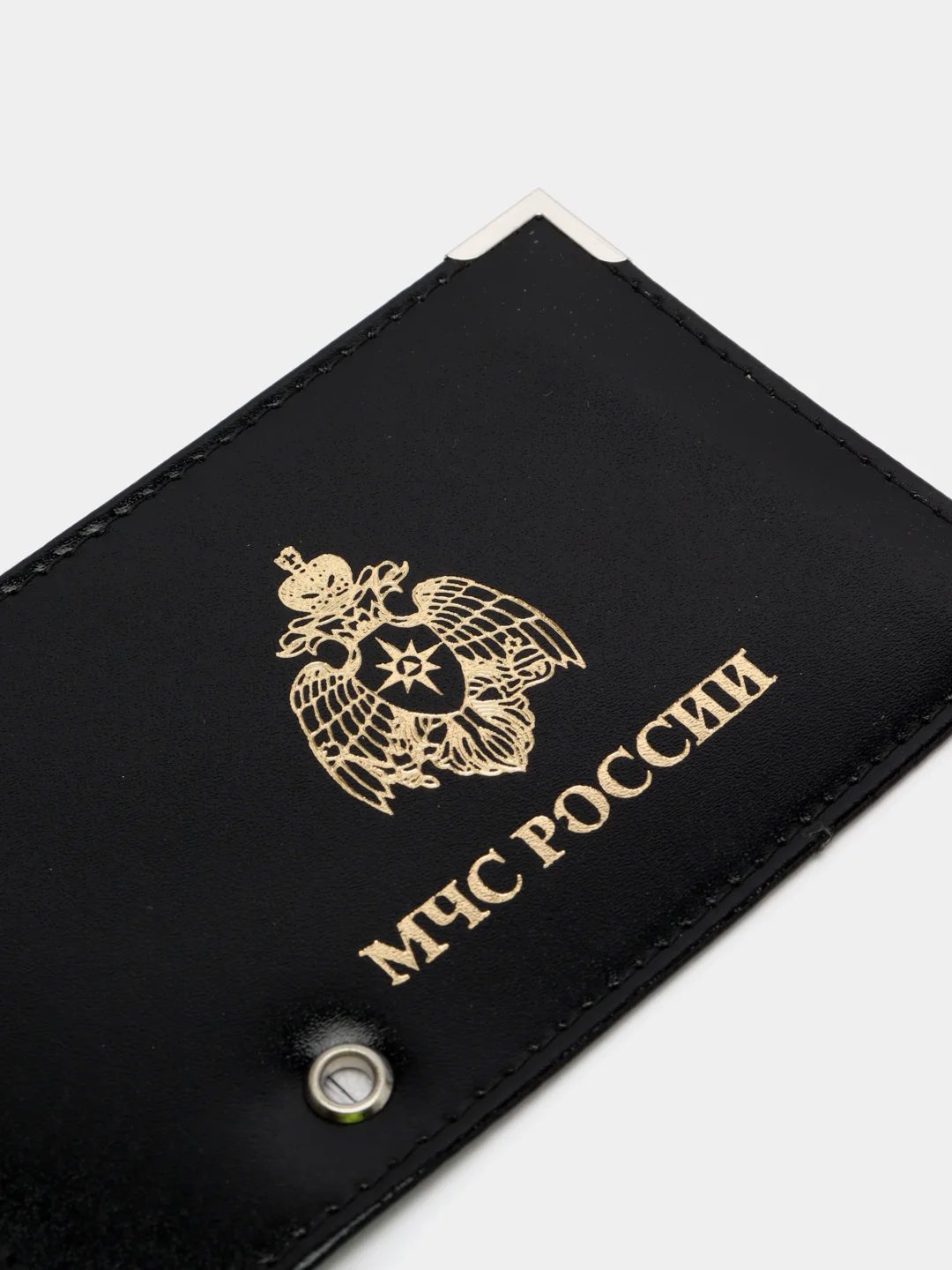Черный обложка "МЧС России", натуральная кожа