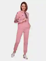 Кораллово-розовый костюм женский спортивный с брюками из футера с лайкрой
