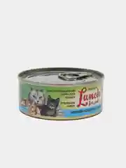 Корм для кошек Lunch for pets мясное ассорти с языком, рубленое мясо, консервы100 г