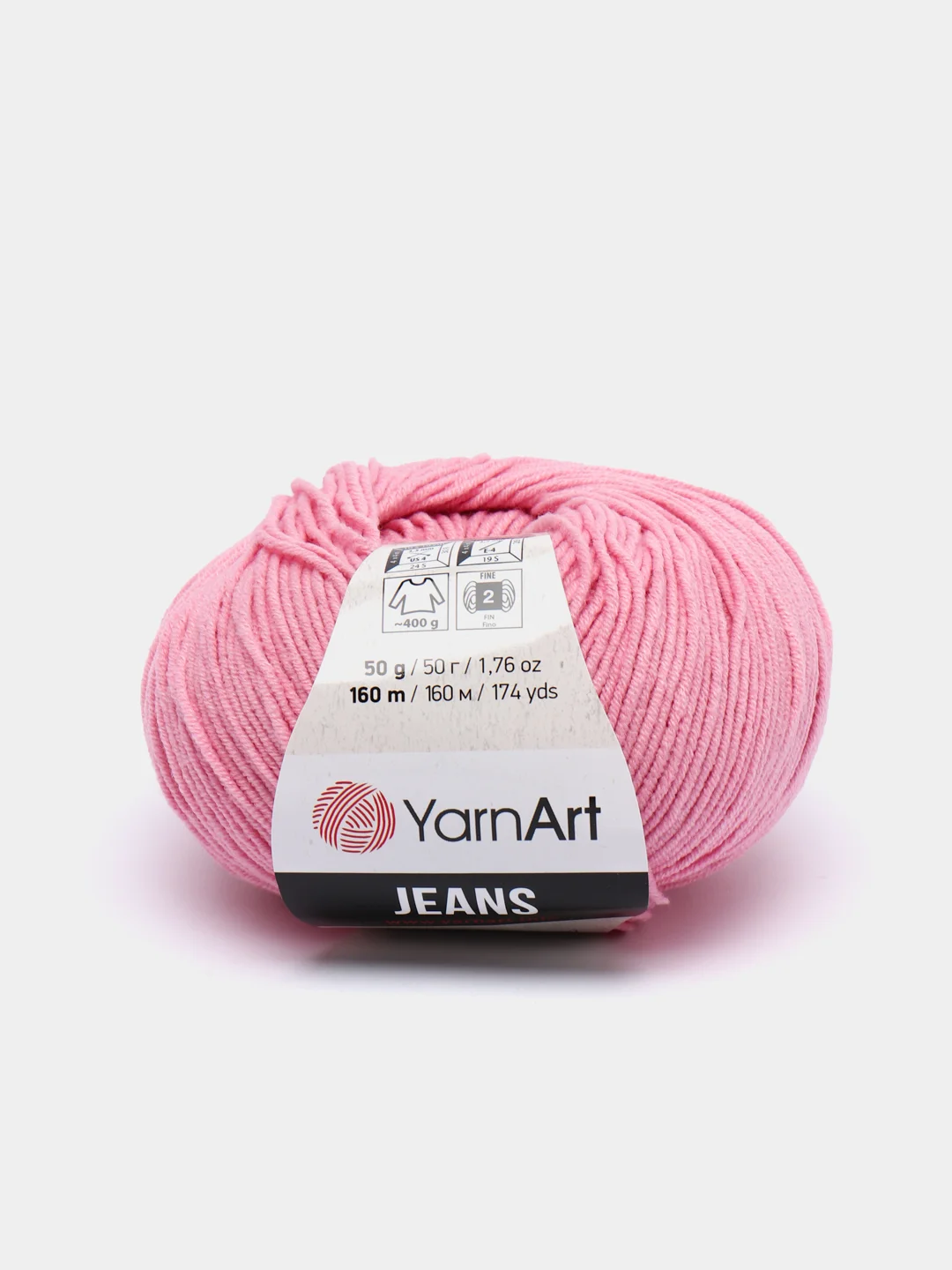 Розовый пряжа YarnArt Jeans, 50 г, 160 м