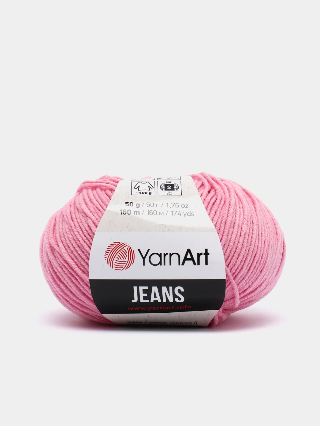 Розовый пряжа YarnArt Jeans, 50 г, 160 м