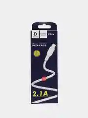 Белый кабель Denmen D23 microUSB, Type-C, Lightning, быстрая зарядка, 2.1 А, 2м