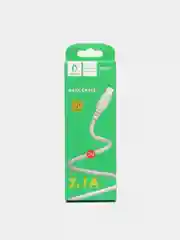 Белый кабель Denmen D23 microUSB, Type-C, Lightning, быстрая зарядка, 2.1 А, 2м