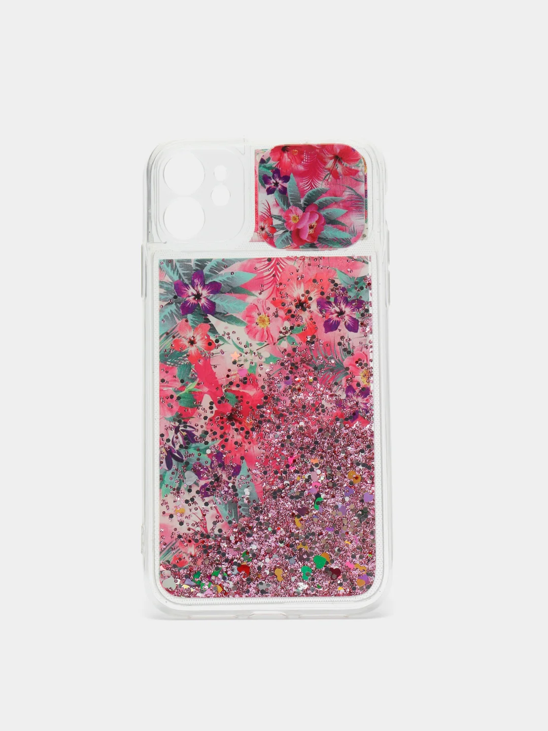 Коралловый меланж чехол iPhone 11 силиконовый переливающийся жидкий с блестками и защитой камеры