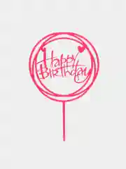 Тёмно-розовый топпер для торта "Happy Birthday" (С днем рождения)