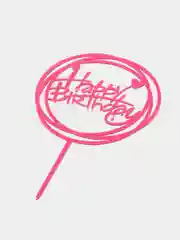 Тёмно-розовый топпер для торта "Happy Birthday" (С днем рождения)