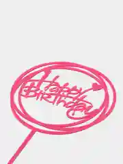 Тёмно-розовый топпер для торта "Happy Birthday" (С днем рождения)