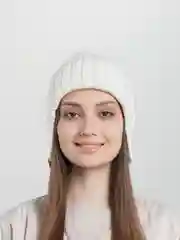 Белый шапка-ушанка, вязаная, шерстяная, теплая, на флисе