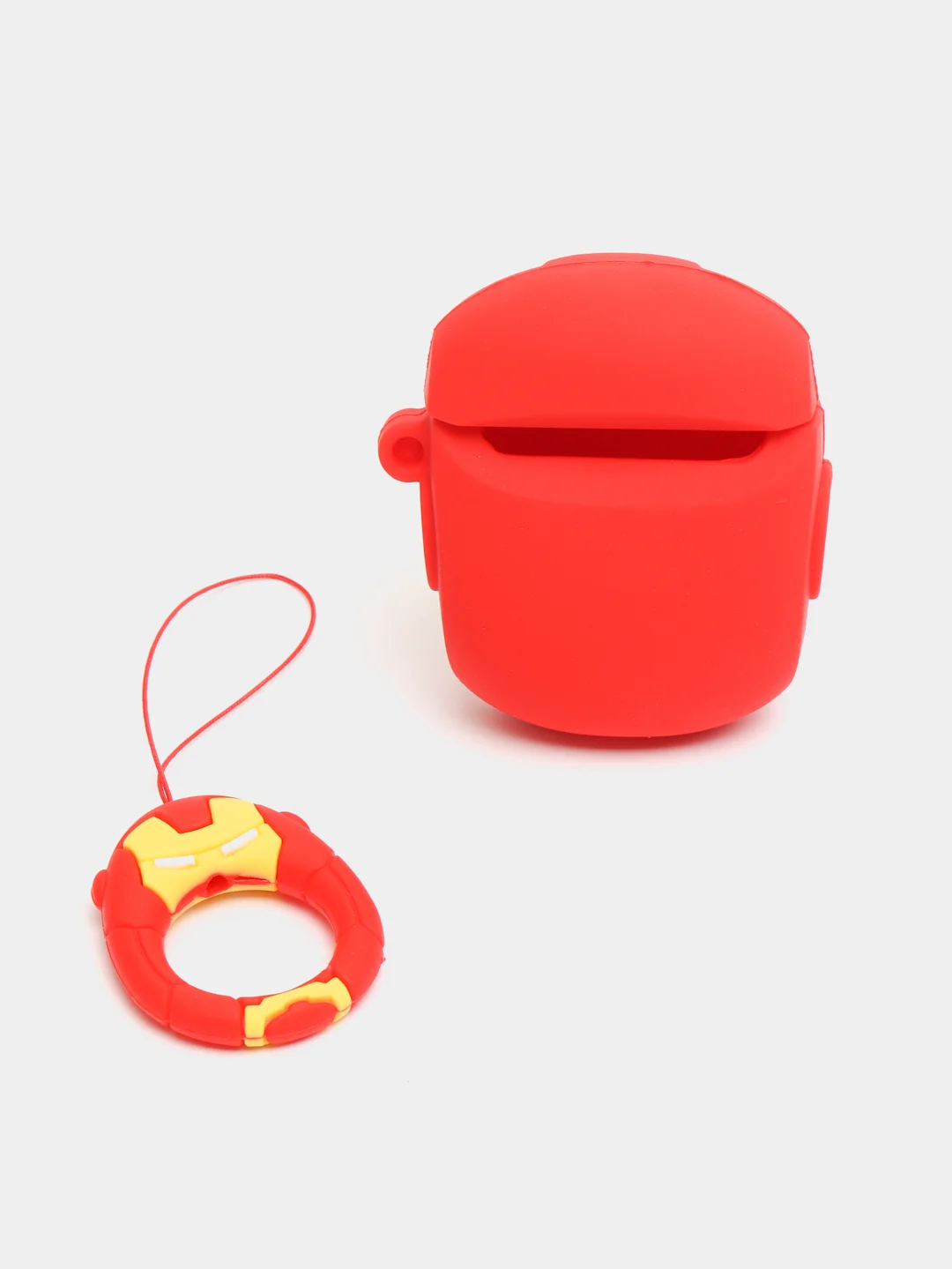 Багровый чехол для беспроводных наушников AirPods 1/2, с карабином, силиконовый