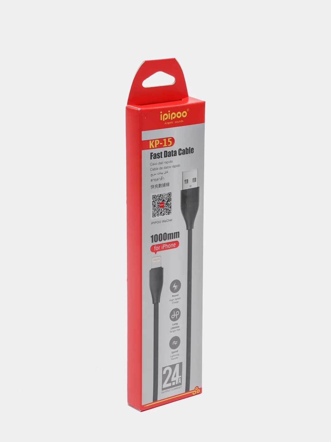 Черный кабель зарядный Ipipoo, Micro-USB, Type-C, Lightning, для Android и Apple iPhone