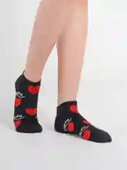 Черный женские носки с принтом "Сердечки"