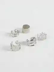 Черный серьги-каффы, серебряные, набор 5 штук