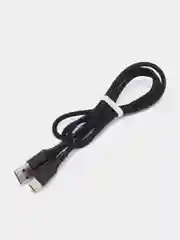 Черный кабель USB - Type-C WALKER C705, в текстильной оплетке