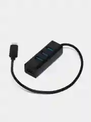 Черный разветвитель USB Hub Type-C 3.1, с 4 портами