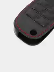 Кожаный чехол для выкидного ключа красная нить Kia Cerato K3 №736