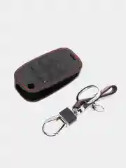Кожаный чехол для выкидного ключа красная нить Kia Cerato K3 №736