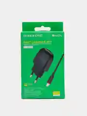Черный блок питания для Micro-USB / Type-C / iPhone, СЗУ, Borofone BA49A, 2.1A